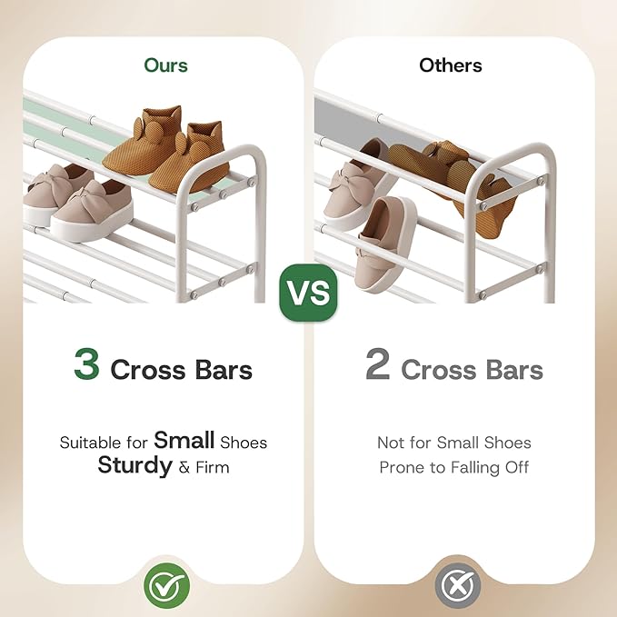 Shoe Rack for Closet, 3-Tier Expandable Closet Shoe Rack Metal Organizer, Heavy Duty Shoe Storage Shelf for Entryway, Doorway, Narrow Space