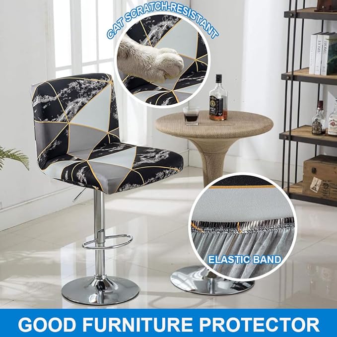 Levoberg Bar Stools Cover Set of 2 Printed Armless Swivel Barstools Slipcovers with Backs Stretch Square Counter Height Bar Stools Covers Mid Low Back Chair Cover for Kitchen Dining Room Bar #15