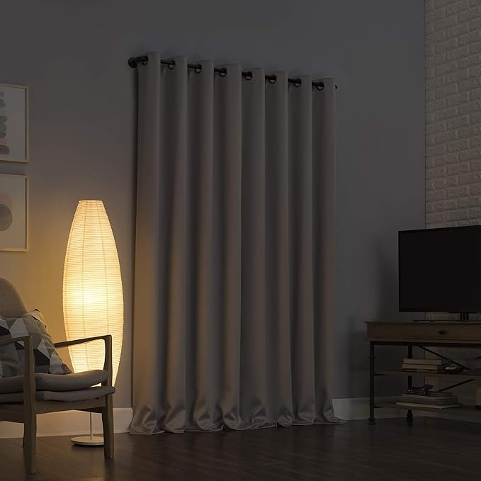 Sun Zero Nordic 2-pack Theater Grade Extreme 100% Blackout Grommet Curtain Panel Pair, 52" x 96", Stone