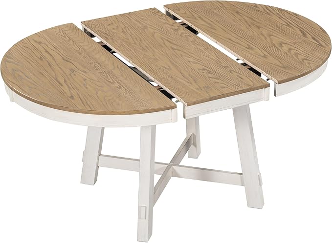 ERYE Functional Extendable Oval Diningtable Farmhouse Style Wooden Round Dining Table with 16" Leaf,(Oak Natural); 42"~58"