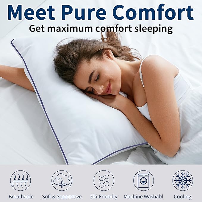 Opposy Bed Pillows for Sleeping King Size Set of 2- Cooling Pillows, Luxury Hotel Quality (White, New King（Pack of 2)