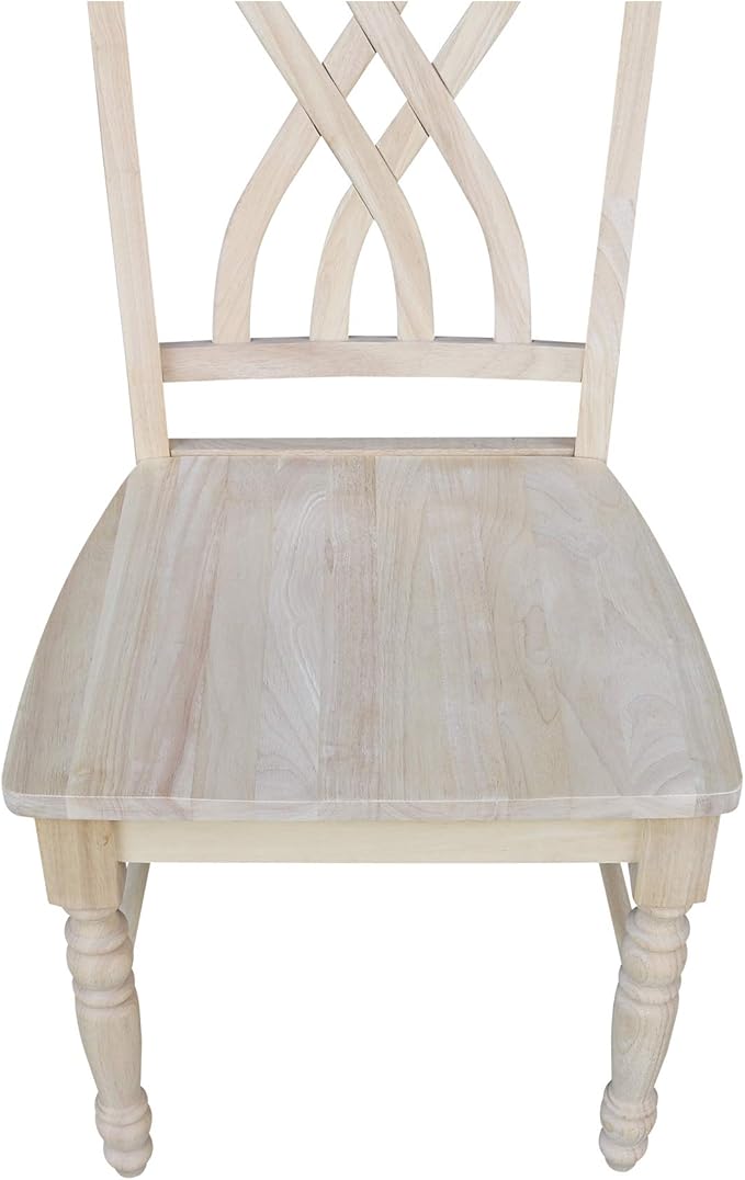 IC International Concepts Latticeback Wooden Chairs, Set of 2, Perfect for Dining Room and Kitchen Furniture - Unfinished