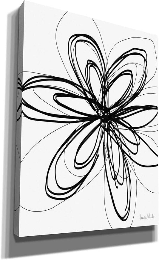 Epic Graffiti 'Black Ink Flower I' by Linda Woods, Canvas Wall Art, 40"x54"