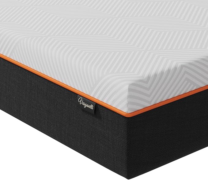 Vesgantti King Mattress, 14 Inch Gel Memory Foam Mattress King Size with Comfort Foam for Pressure Relief & Cool Sleep & Body Support, Made in USA, Medium Feel Bed in a Box, White