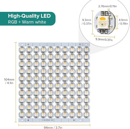 BTF-LIGHTING SK6812(WS2812B) RGBW LED Chips 100PCS RGB+Warm White Individually Addressable 5050SMD Module Pixels Light DC5V White PCB Chasing Dream Color for Christmas(No Adapter or Controller)