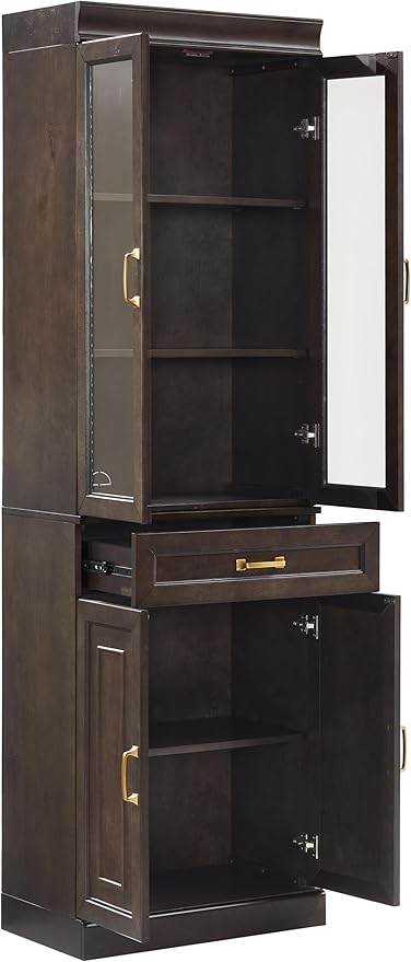 Crosley Furniture Stanton 2-Piece Glass Door Kitchen Storage Pantry Cabinet with Shelves Dining, Laundry Room, Coffee