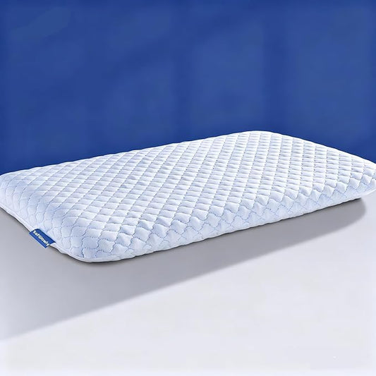 Thin Flat Pillow for Sleeping – 1.75" Ultra Slim Cooling Memory Foam Pillow for Stomach & Back Sleepers, Low Profile Neck Alignment Design with Soft Washable Cover,Supportive & Comfortable,16x24 Inch