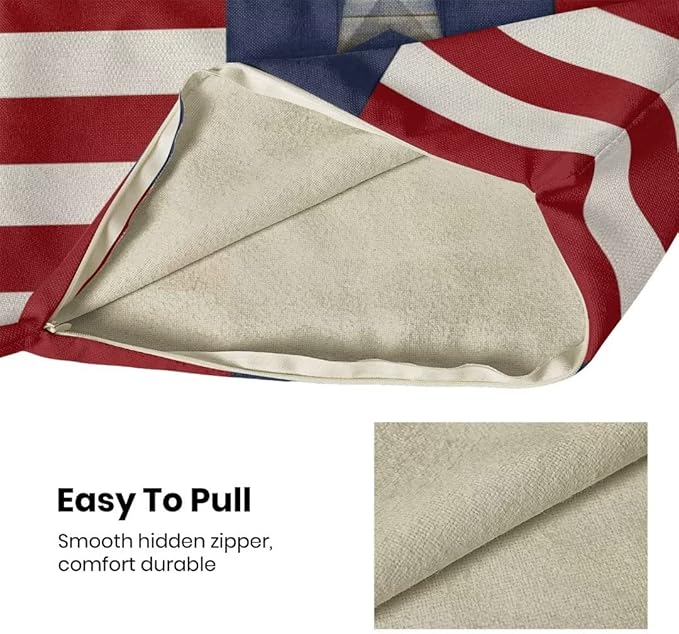 BETGINY 4th of July Pillow Covers 18x18 Set of 2, American Flag Stars and Stripes Freedom Throw Pillow Covers Linen Farmhouse Liberty Patriotic Independence Day for Couch Sofa Home Outdoor Decor