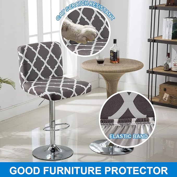 Levoberg Bar Stools Cover Set of 2 Printed Armless Swivel Barstools Slipcovers with Backs Stretch Square Counter Height Bar Stools Covers Mid Low Back Chair Cover for Kitchen Dining Room Bar #4