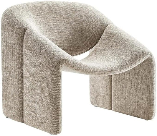 Modway Vivi Chenille Upholstered Accent Khaki-Plush, Comfy Armchair, Ideal as a Modern Barrel, Lounge Reading Chair for Living Room, Bedroom or Cozy Corner Seating