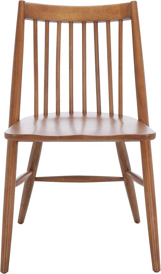 SAFAVIEH Home Collection Wren Walnut Brown Windsor Spindle Solid Wood Dining Chair Set of 2 (Fully Assembled)