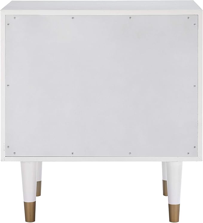 Linon Home Décor Sheerah Two Drawer Geo Texture White Nightstand, Gold