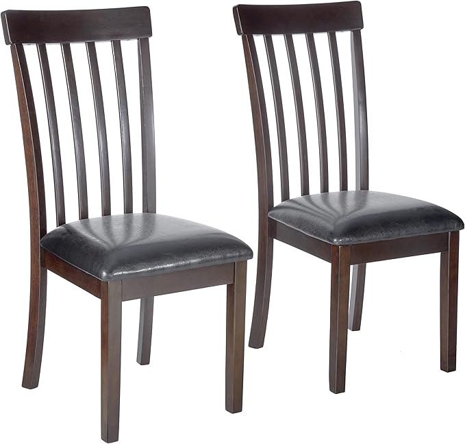 Signature Design Dining Room Chair and Table Set (Set of 2) + Rectangular Table, Dark Brown