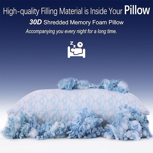 Memory Foam Pillows 2 Pack：Adjustable Loft Bed Pillows Queen Size Set of 2 for Sleeping, Removable, Supportive & Breathable Design for Hot, Side, Back, and Stomach Sleepers