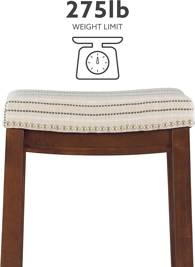 Linon Home Décor Linon 32.5" Backless Claridge Stool Rustic, Natural Bar