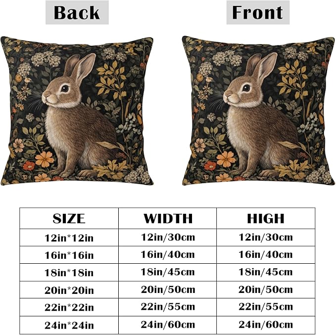 Vintage Easter Bunny Pillow Covers 24x24Set of 2 Rustic Botanical Plants Floral Rabbit Throw Pillow Cases Spring Retro Hares Outdoor Farmhouse Cushion Covers for Home Living Room Decor