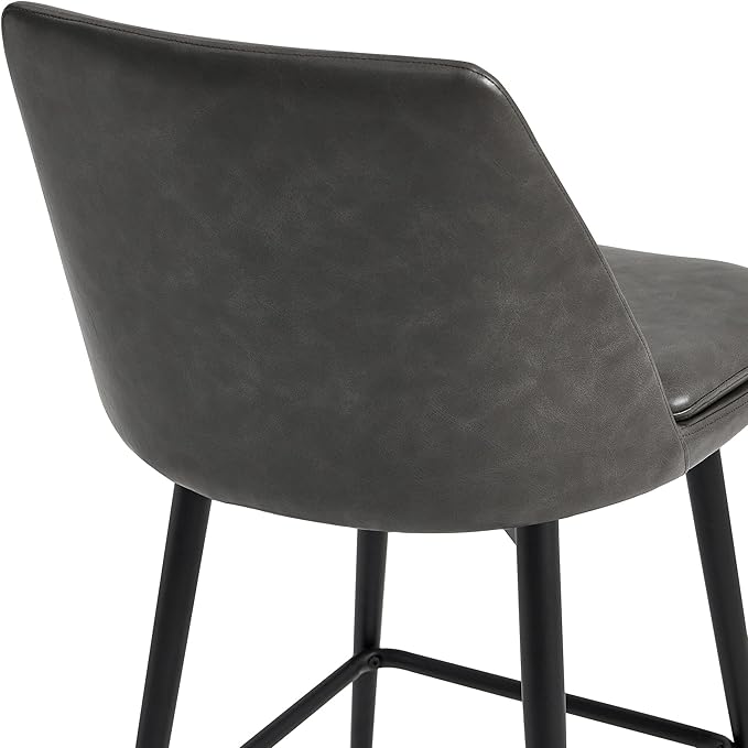 CHITA Swivel Bar Stools, 27.2" Counter Height Bar Stools Set of 4, FSC Certified Upholstered Modern Counter Stools, Metal Legs, Faux Leather, Grey