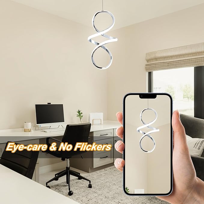 MAYNA Modern Kitchen Island Lights, 4000K LED Dining Room Light Fixture, 18W Adjustable Height Modern Led Chandelier for Kitchen Bedroom Kitchen Island Cafe, 3 Pack (Chrome)