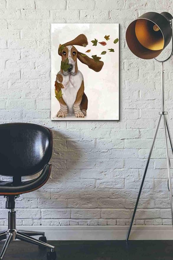 Epic Graffiti 'Basset Hound Windswept and Interesting' by Fab Funky Canvas Wall Art, 18"x26"