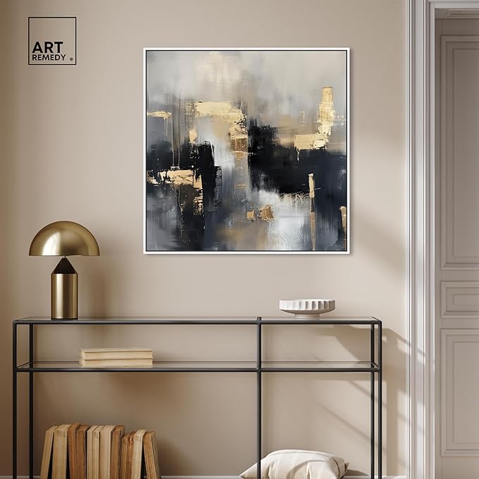 Art Remedy Daring Canvas Colorful Abstract Wall Art, White Frame, 30" x 30"