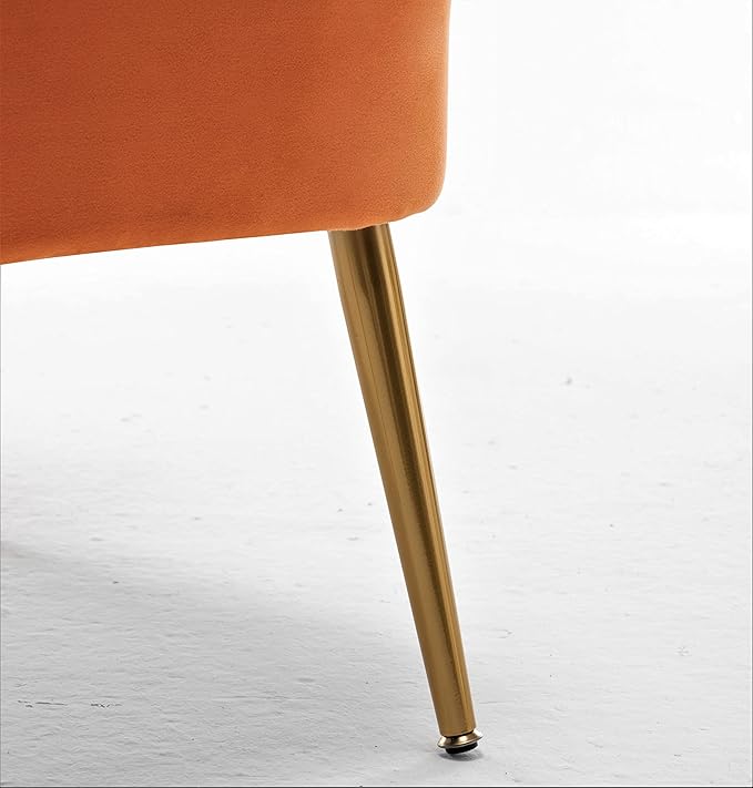 Modern Velvet Accent Chair for Living Room, Bedroom, or Entryway, Stylish and Comfortable Armless Design with Metal Legs, Orange Red