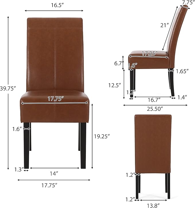 Christopher Knight Home Pertica Upholstered T-Stitch Dining Chairs - Faux Leather - Cognac Brown/Espresso (Set of 4)