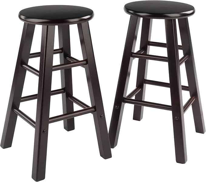 Winsome Element 2-Piece Counter Stool Set, Classic Backless Bar Chairs for Kitchen & Dining Room Seating, Timeless Essential Furniture for Home, Dorm, Apartments