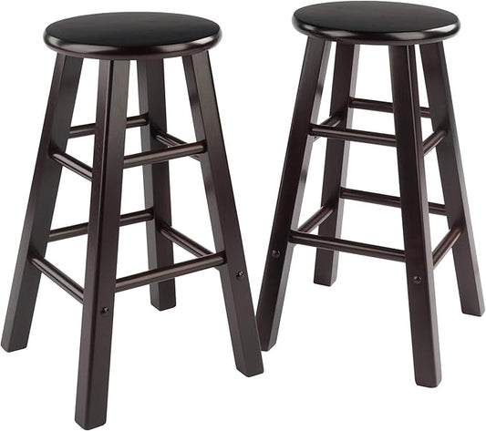 Winsome Element 2-Piece Counter Stool Set, Classic Backless Bar Chairs for Kitchen & Dining Room Seating, Timeless Essential Furniture for Home, Dorm, Apartments