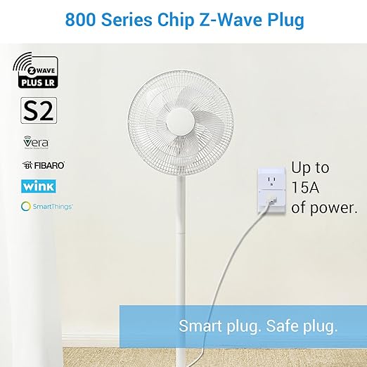 New One Zwave Plug, 800 Series Zwave Outlet, Bult in Zwave Repeater, Z-Wave Smart Plug, Z-Wave Hub Required, Compatible with Hubitat, SmartThings, Vera, Wink, Fibaro, Homeseer, 2GIG, Alarm