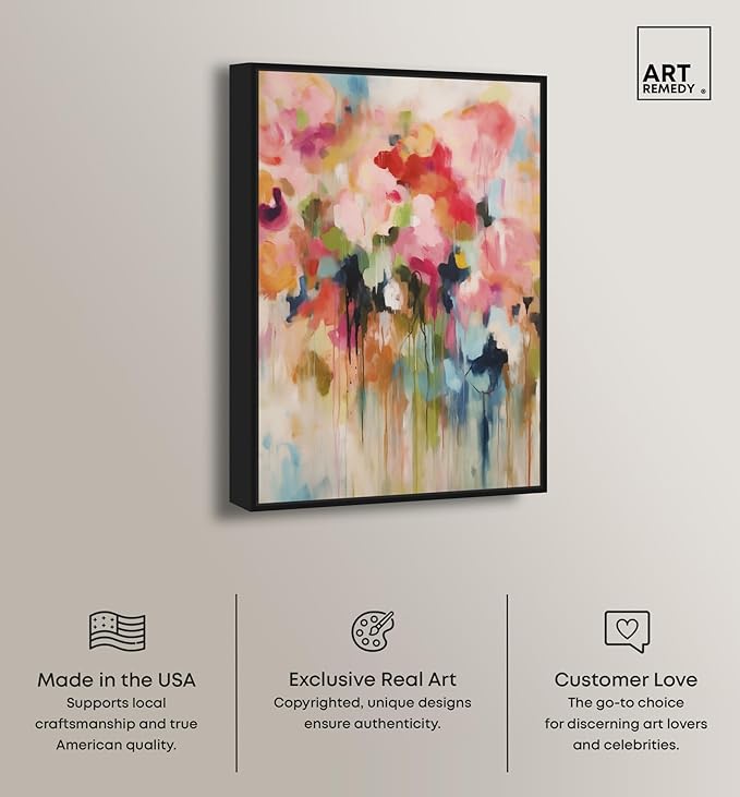 Art Remedy Soft Lush Pastel Canvas New Floral Wall Art, Black Frame, 30" x 45"
