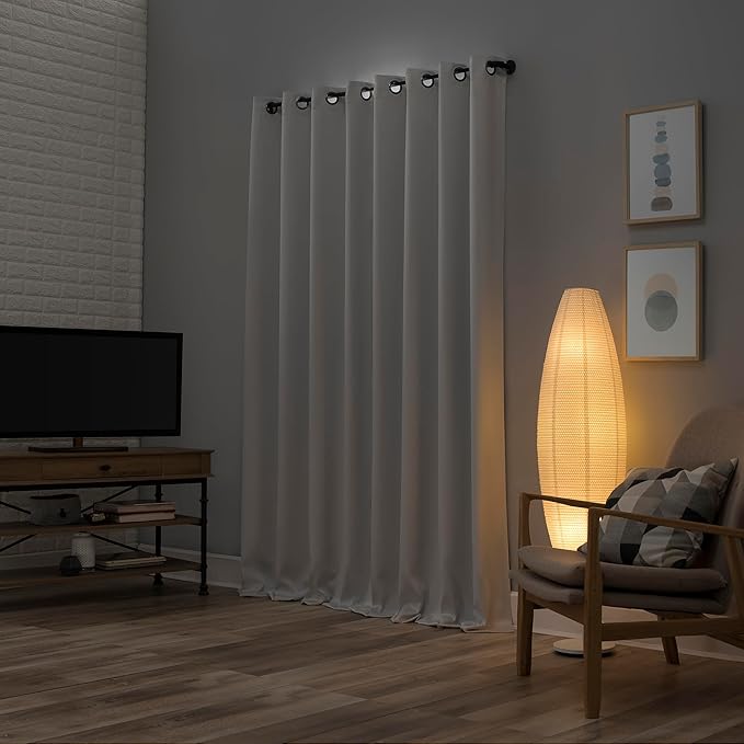 Sun Zero Nordic 2-pack Theater Grade Extreme 100% Blackout Grommet Curtain Panel Pair, 52" x 120", Pearl