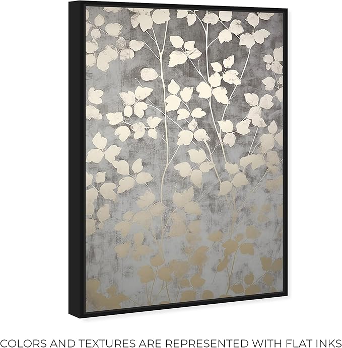Art Remedy Silvery Gray Garden Canvas Elegant Floral Wall Art, Black Frame, 10" x 15"