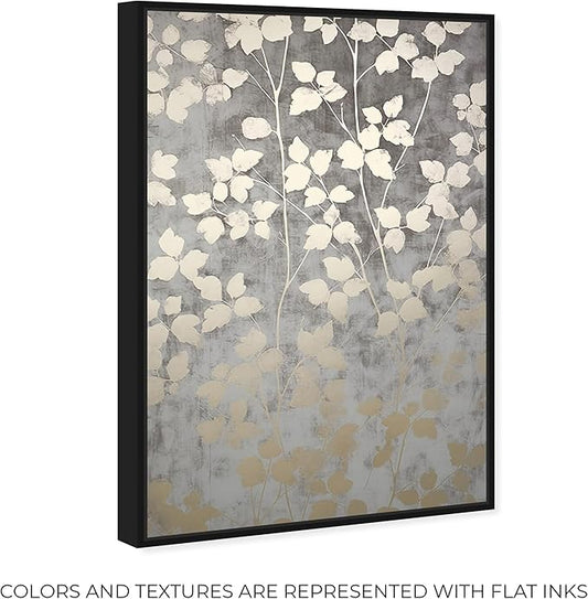 Art Remedy Silvery Gray Garden Canvas Elegant Floral Wall Art, Black Frame, 20" x 30"