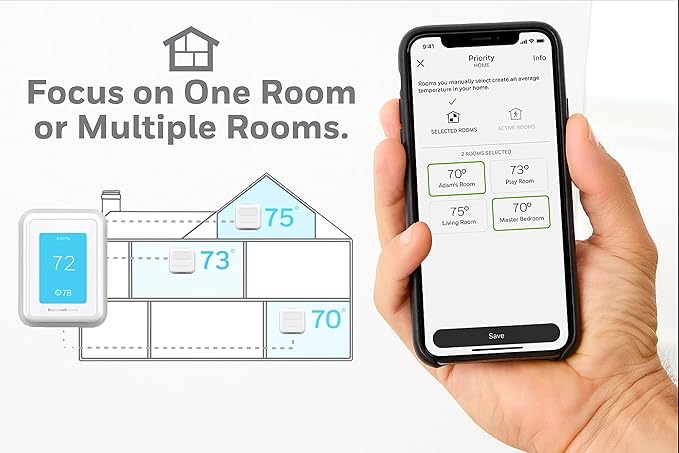 Honeywell Home RCHT9610WF T9 Smart Thermostat with 1 Smart Room Sensor + Wall Plate