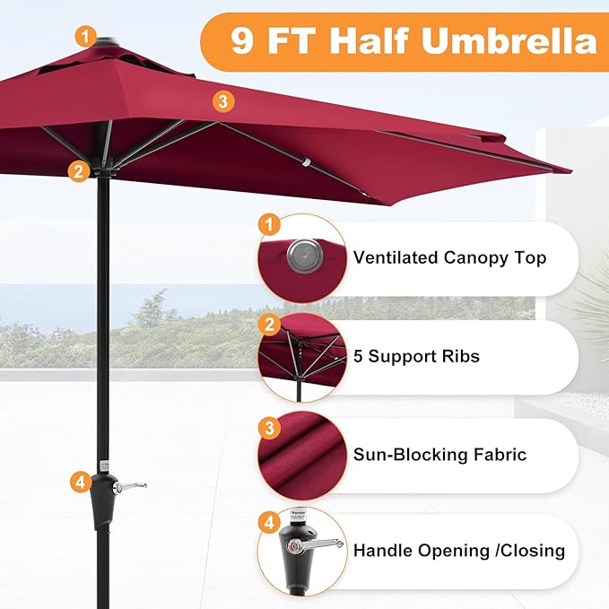 OLIXIS Patio Umbrella with Tilt and Crank Button & Sturdy Ribs Waterproof, Patio Table Umbrella Perfect for Poolside, Terrace, Beach and Outdoor Restaurant