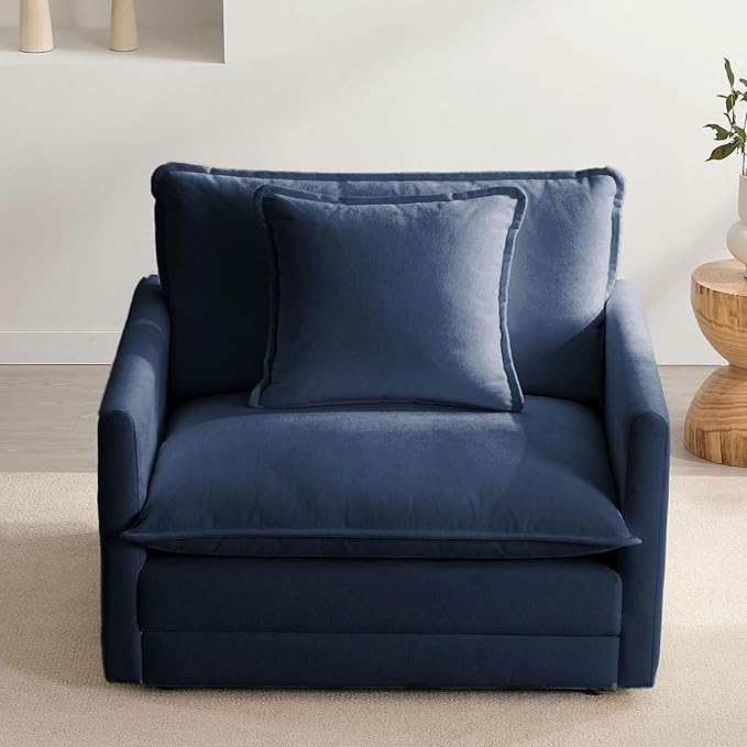 Chenille Oversized Accent Chair - 39”W Big Comfy Reading Chair, Modular Cloud Chair, Cozy Armchair for Living Room, Bedroom, Kids Room, Family Room, Reading Nook, Navy Blue