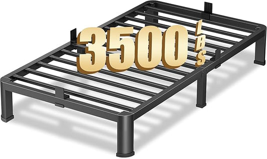 7 Inch Twin Heavy Duty 3500 lbs Bed Frame with Round-Corner Legs & Anti-Squeak Design – Quick Assembly Metal Platform, No Box Spring Needed