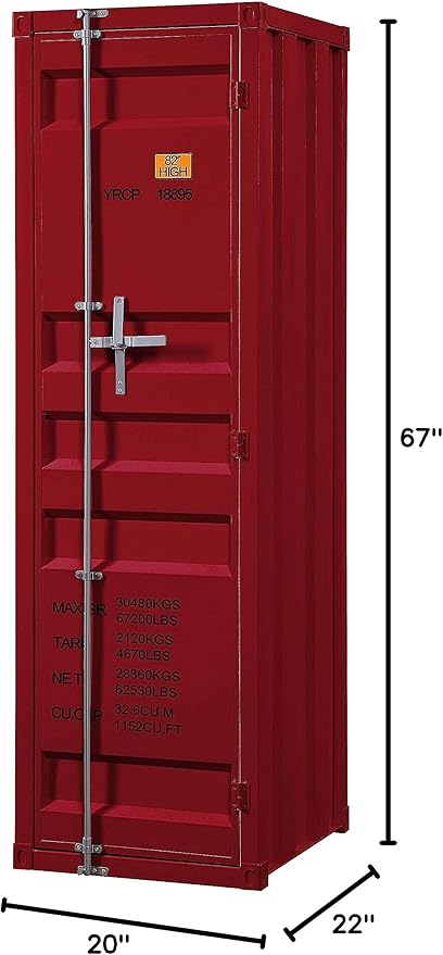 Acme Cargo Wardrobe Armoire with 1 Door in Red