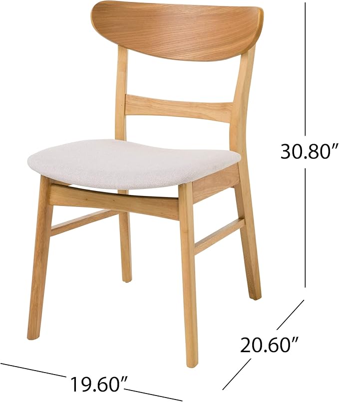 Christopher Knight Home Idalia Dining Chairs, 2-Pcs Set, Light Beige / Oak Finish