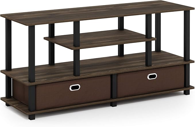 Furinno JAYA Large Stand for up to 50-Inch TV, Columbia Walnut/Black/Dark Brown