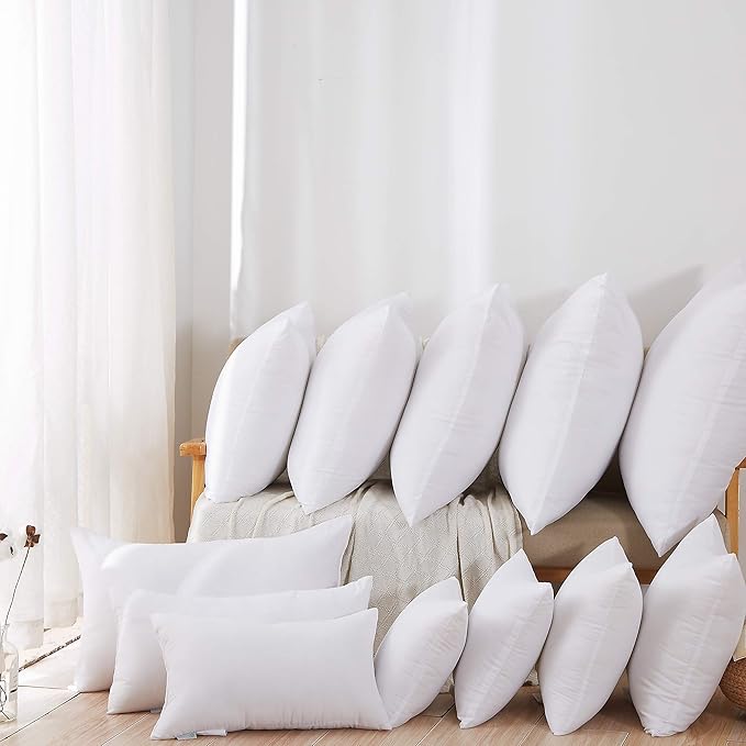 Acanva Fluffy Pillow Insert for Bed Sleeping, Decorative Stuffer Cushion Sham Filler,26x26 Inch, White