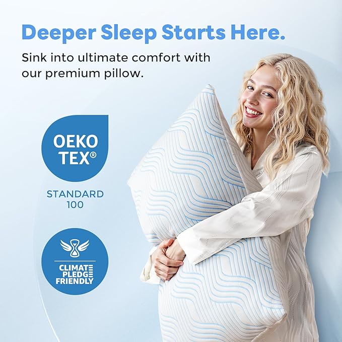 Cooling Bed Pillows for Sleeping 2 Pack Shredded Memory Foam Pillows Queen Size Set of 2 Adjustable Supportive Pillow for Back Stomach Side Sleepers Washable Removable Cover