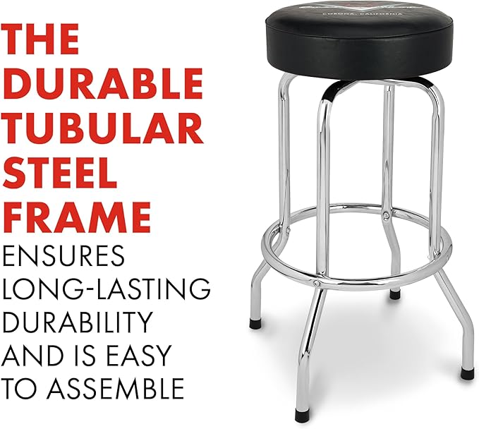 Fender Custom Shop Chevron Logo Swivel Barstool, Great Gifts Dad, with 1 Year Limited Warranty, Simple Assembly, Black/Black, 30"