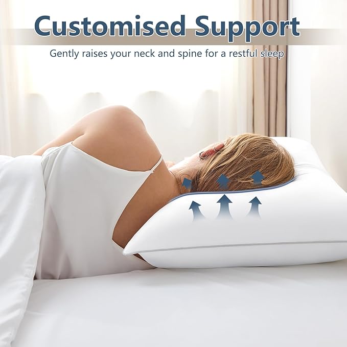 CozyLux Soft Supportive Bed Pillows for Side and Back Sleepers, Oeko-Tex Certified Down Alternative Filling, Hotel Quality Fluffy Sleeping Pillow, Queen Size Set of 1, White, 18" x 28"