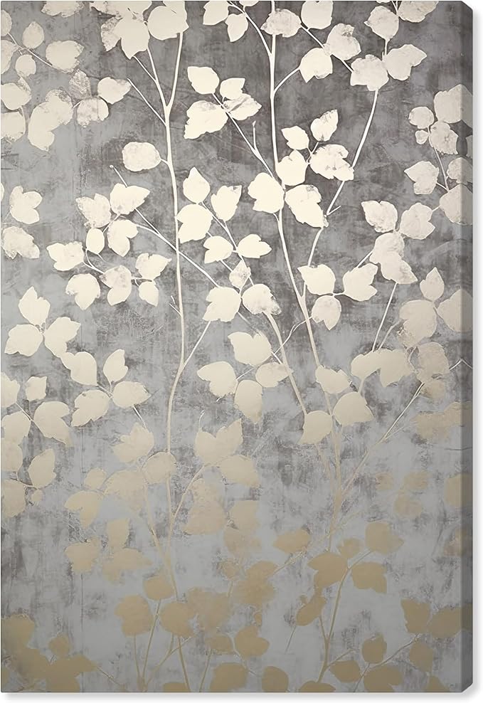 Art Remedy Silvery Gray Garden Canvas Elegant Floral Wall Art, Gallery Wrapped, 24" x 36"