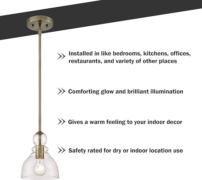 Ciata Lighting 1-Light Indoor Adjustable Mini Pendant Light Base - Antique Brass Pendant Light - Indoor Pendant Light Fixtures (2 Pack)