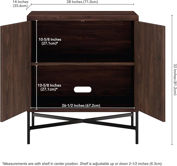 Henn&Hart 28" Fluted Wooden Accent Cabinet, Ribbed Modern Sideboard Buffet Cabinet with 2 Doors and an Adjustable Shelf for Living Room, Dining Room, Bedroom or Entryway, Warm Brown