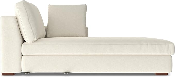 SIMPLIHOME Charlie Right-Facing Sectional Sofa in 100% Recycled Polyester Tightly Woven Performance Fabric, Cream, 122-inches Wide, Handcrafted Contemporary Style L-Shaped Couch with Chaise