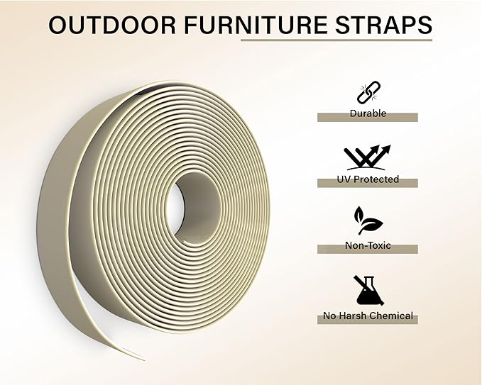 2" x20' ft Vinyl Straps for Outdoor Furniture Replacement Patio Lawn Furniture Repair Strap Strapping Matte Finish (Driftwood) + 20 Free Rivets
