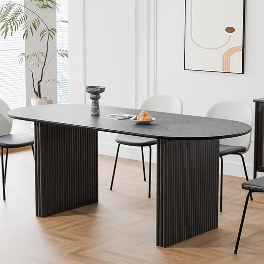 Casaphoria 67" Oval Dining Table, Modern Kitchen Table for 4-6, Farmhouse Style Large Table, Easy Assembly for Living Room, Kitchen and Bar, Black